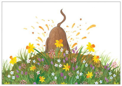 illustratie-hond-graaft-tussen-bloemen-Nynke-Boelens