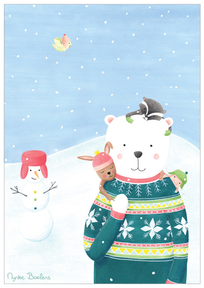 sneeuwpop-en-beer-kerstkaart-illustratie-nynke-boelens