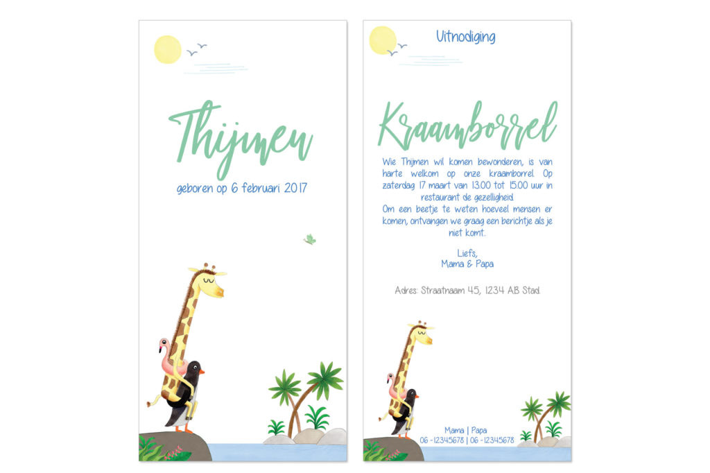 geboortekaartje-en-kraamborrel-uitnodiging-met-illustratie-giraffe